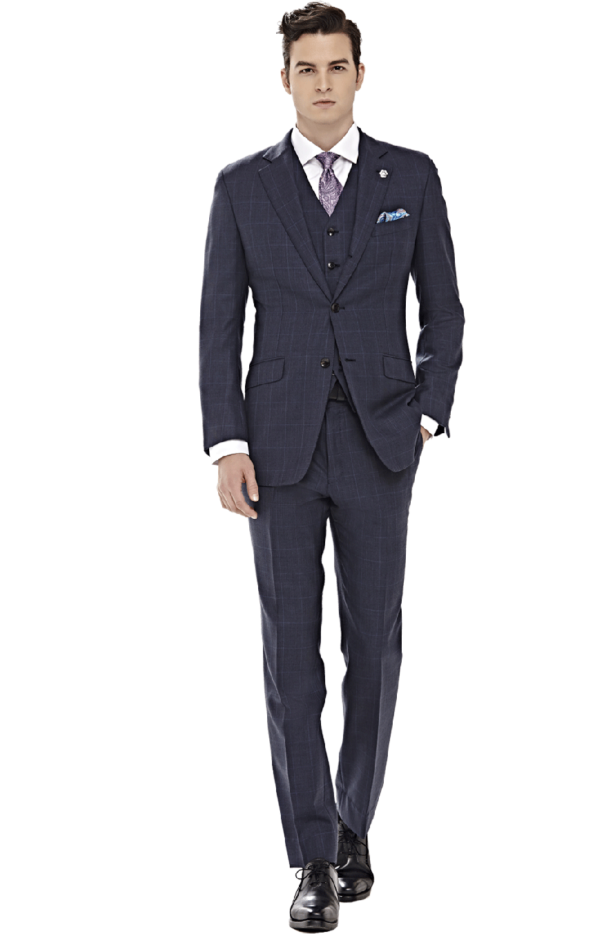 深藍(lán)色窗格紋套裝