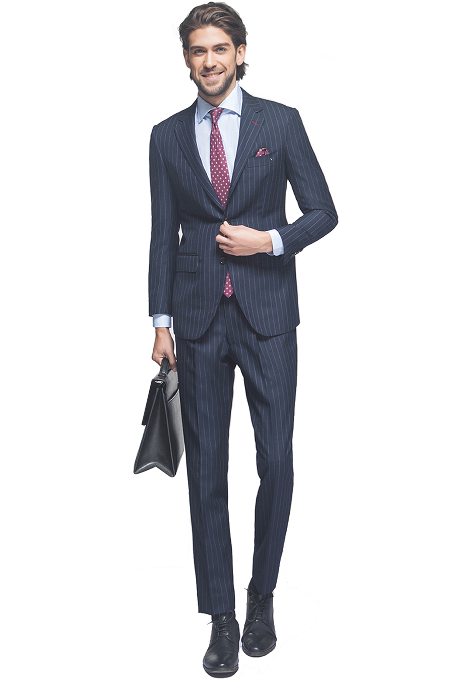 藏藍(lán)色條紋西服套裝